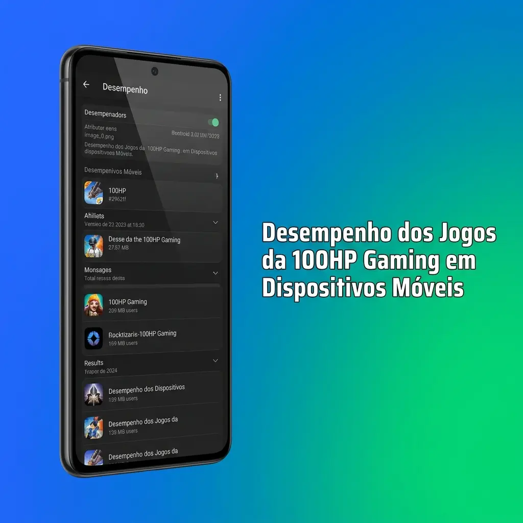 Jogos da 100HP Gaming em dispositivos móveis iOS e Android com design responsivo e desempenho fluido em 4G