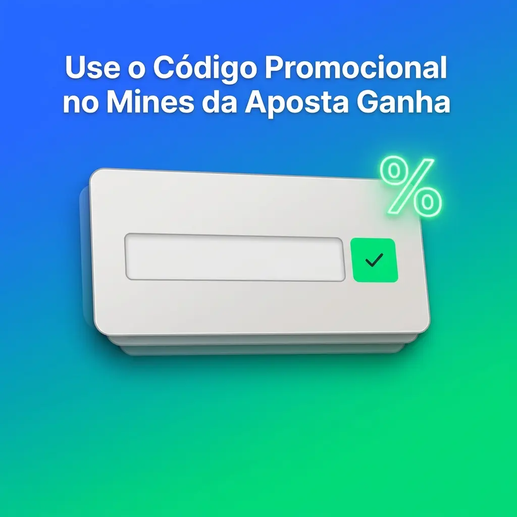 Jogador inserindo código promocional no jogo Mines da Aposta Ganha para obter bônus exclusivos
